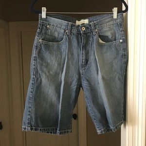 Distressed jean shorts